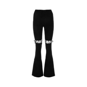 NENSI DOJAKA Ribbed Flared Pants with Cut-out Detail Women BLACK